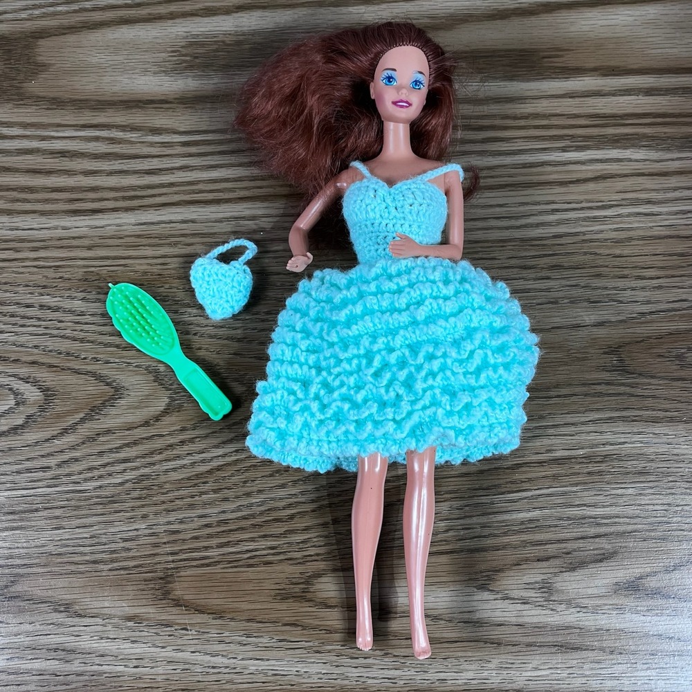 VTG 1976 Mattel Barbie Doll Redhead Crochet Dress‎ Purse Accessories